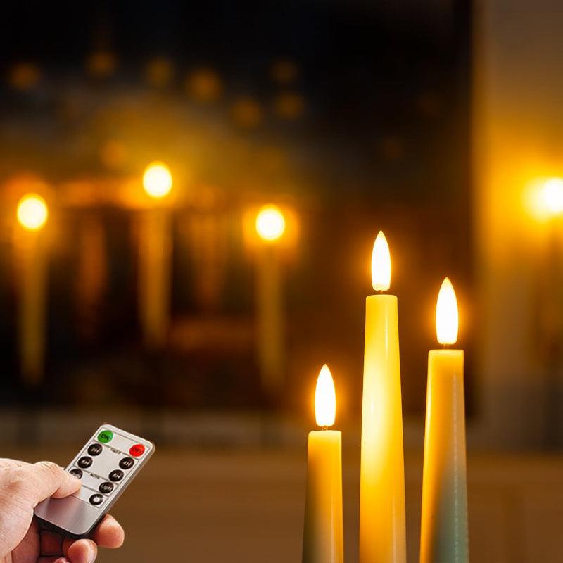 6 Waxy Flameless Taper Candles – Stable and Convenient-Solar Wind LED Chime