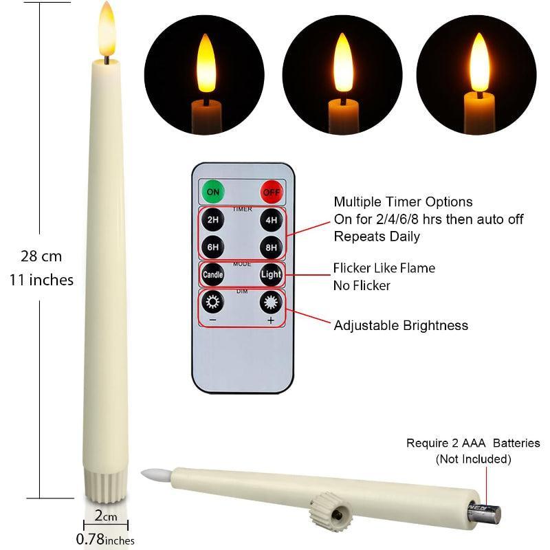6 Waxy Flameless Taper Candles – Stable and Convenient-Solar Wind LED Chime