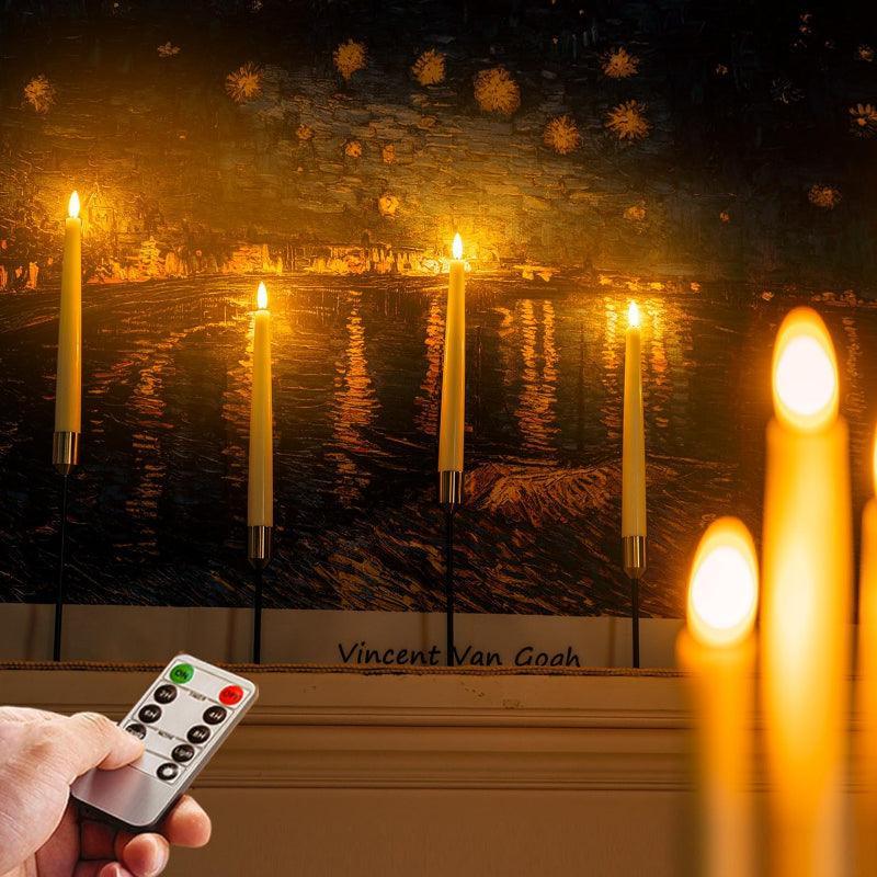6 Waxy Flameless Taper Candles – Stable and Convenient-Solar Wind LED Chime