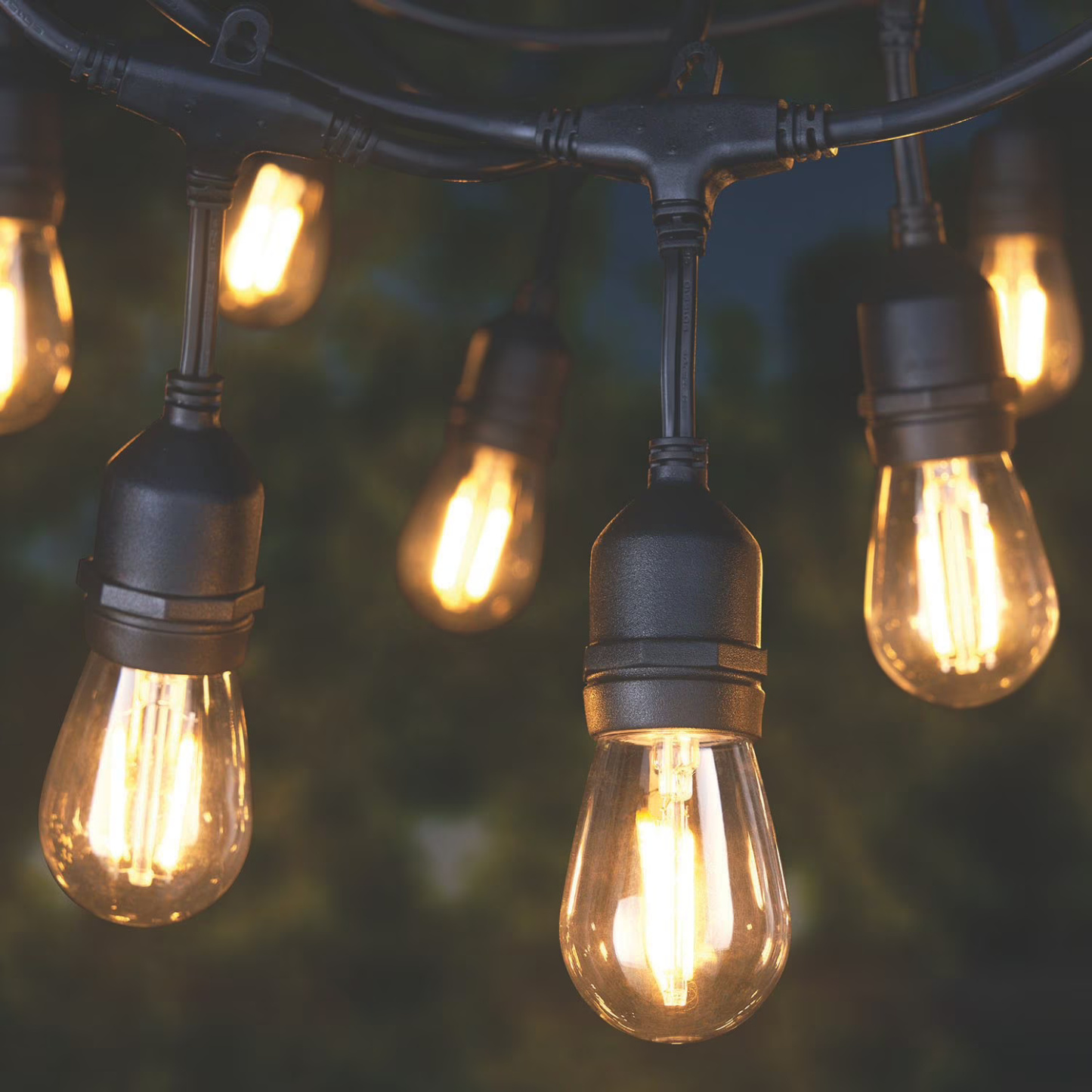 Outdoor LED Cafe String Lights With 24 Bulbs For Patio And Backyard