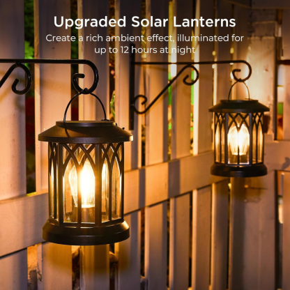 Outdoor Waterproof Solar Lanterns With Bright LED Hanging Lights