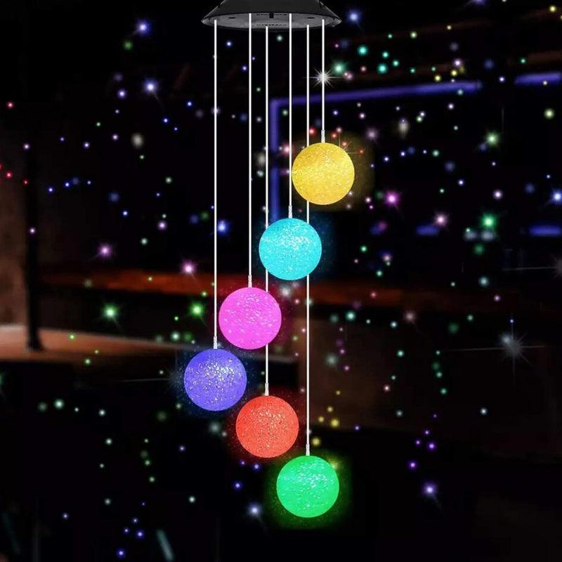 Solar Powered Outdoor Hanging LED Globe Wind Chime-Solar Wind LED Chime
