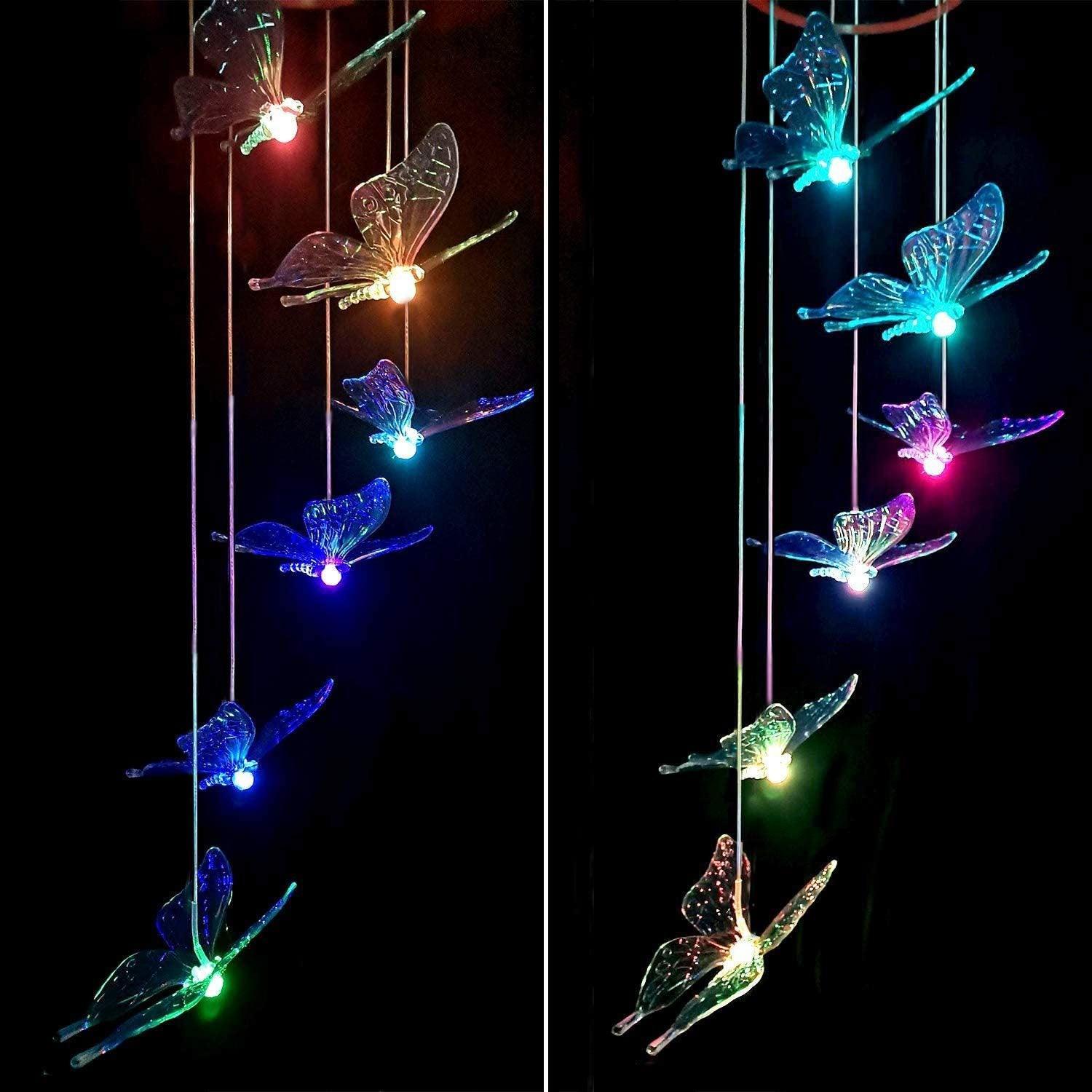 Butterfly Solar Wind Chimes – Color Changing Outdoor Decor-Solar Wind LED Chime