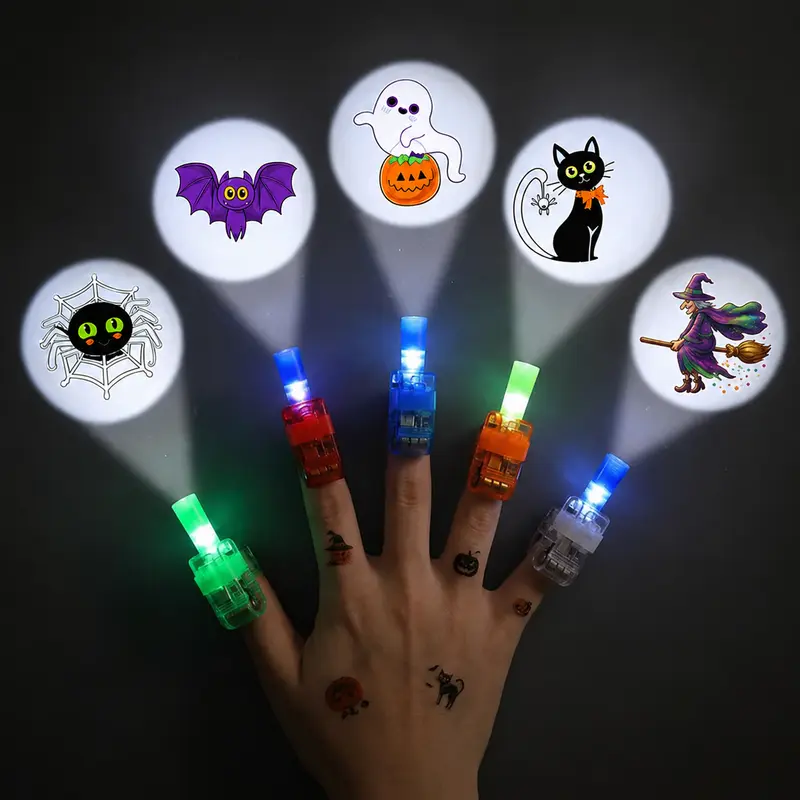 Halloween Themed LED Projector Rings With Random Patterns For Kids