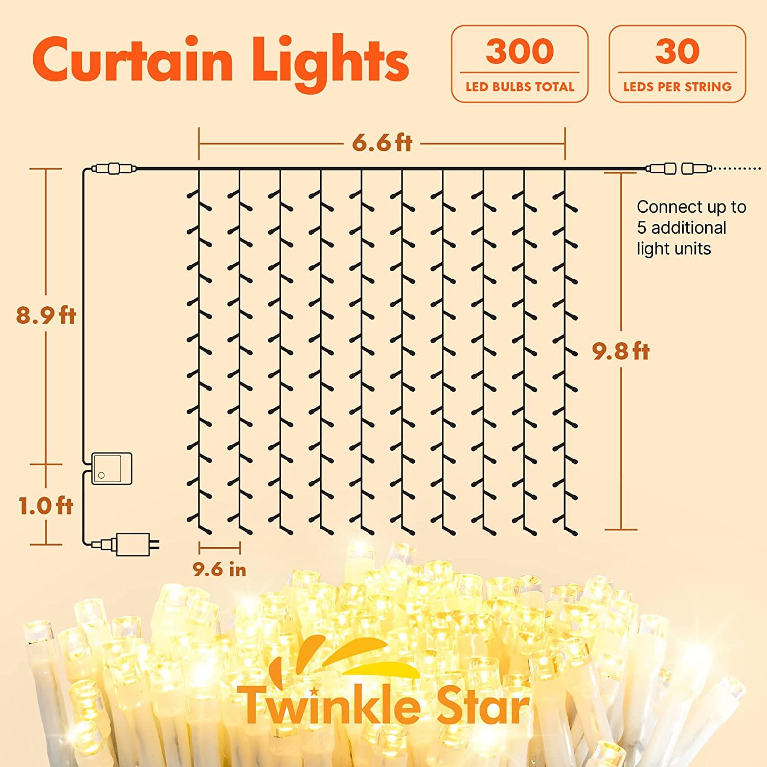 Curtain Lights String – Warm White LED Fairy Lights-Solar Wind LED Chime