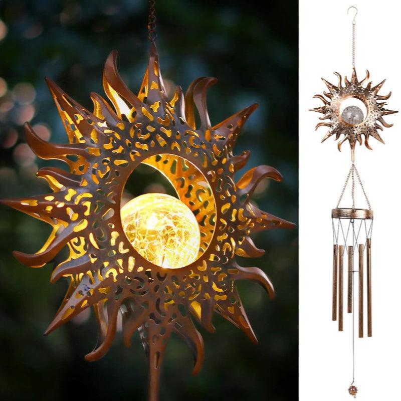 Sunburst Solar Wind Chime With LED Lighting-Solar Wind LED Chime