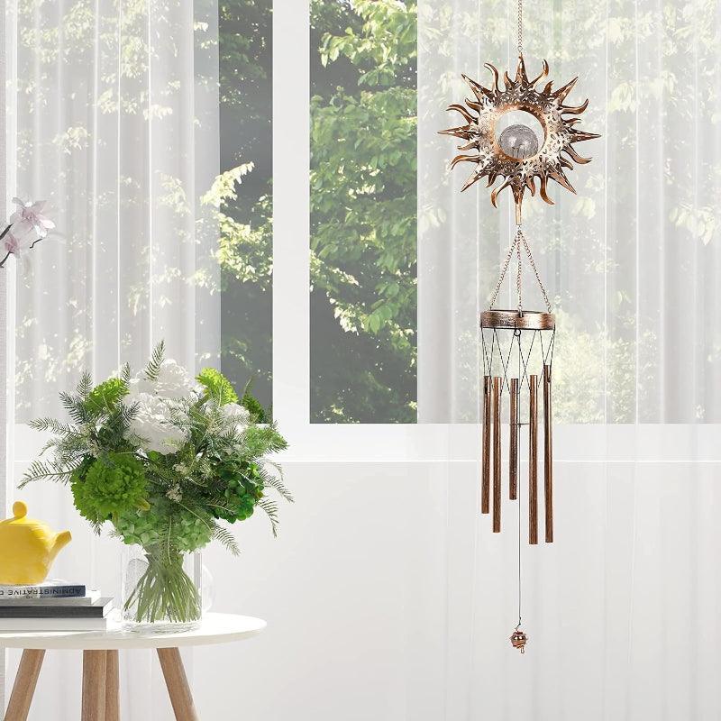 Sunburst Solar Wind Chime With LED Lighting-Solar Wind LED Chime