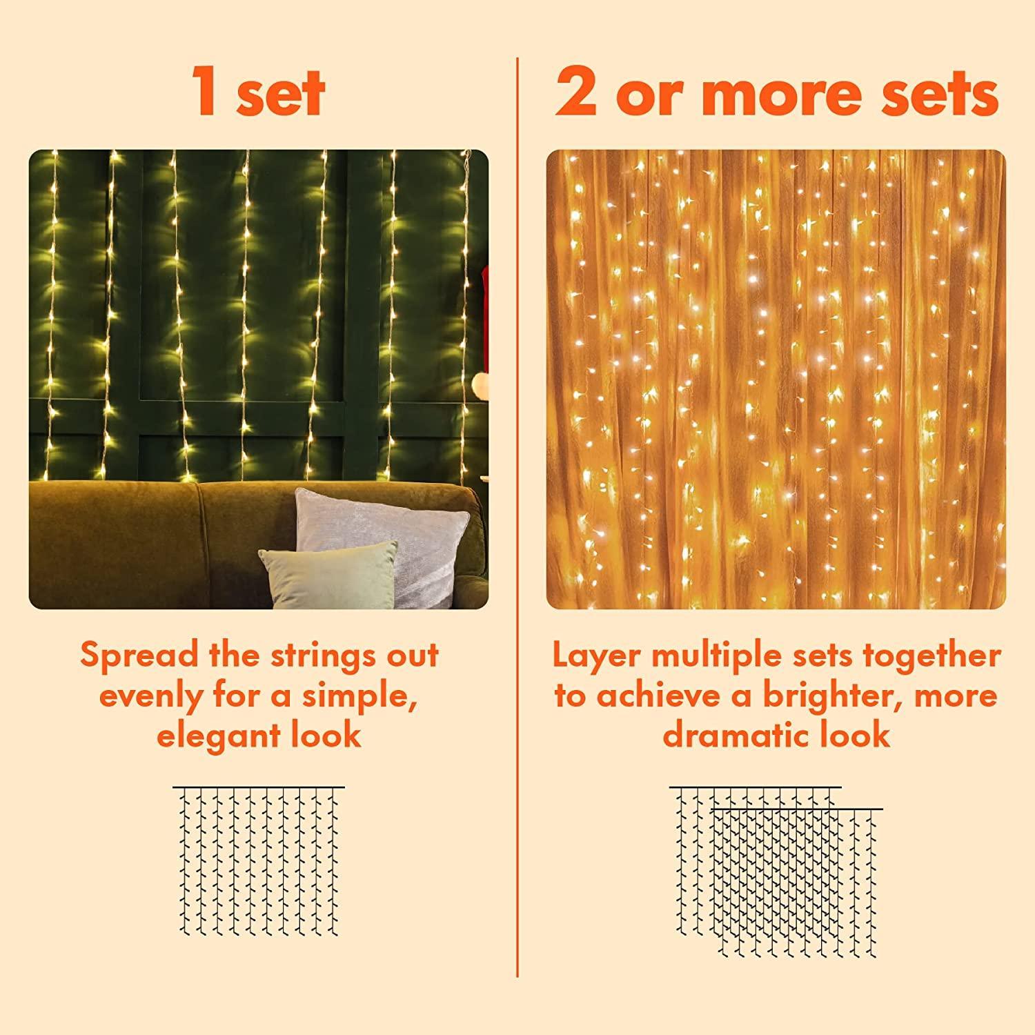 Curtain Lights String – Warm White LED Fairy Lights-Solar Wind LED Chime