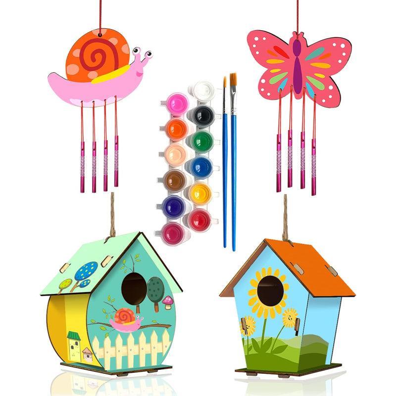 Paintable Wind Chime Birdhouse Craft Kit-Solar Wind LED Chime