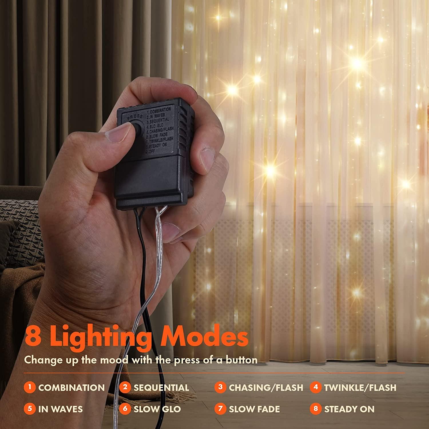 Curtain Lights String – Warm White LED Fairy Lights-Solar Wind LED Chime