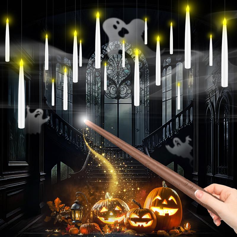 Flameless Flickering Hanging Halloween LED Candles Set With Magic Wand Remote For Holiday Decor