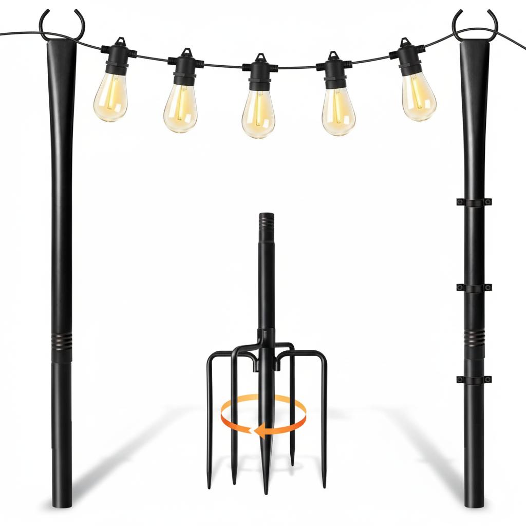 2 Pack 10FT Outdoor String Light Poles