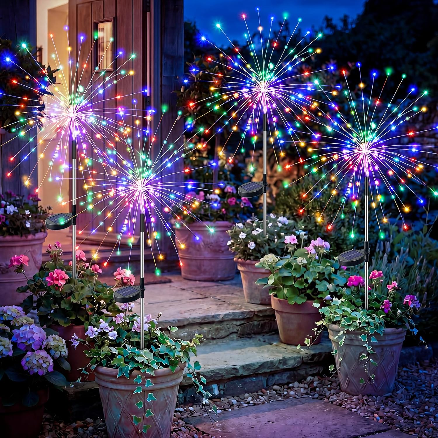Solar Firework Fairy Outdoor Waterproof Lights With 8 Modes For Garden Patio And Pathway