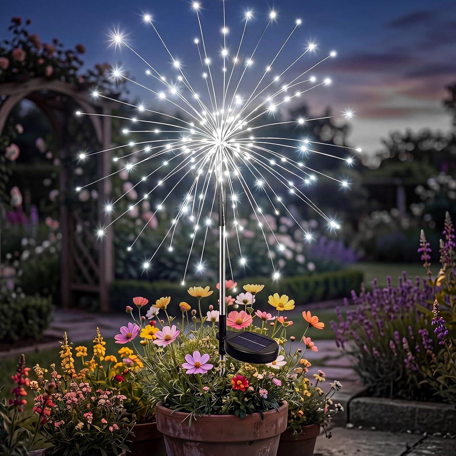 Solar Firework Fairy Outdoor Waterproof Lights With 8 Modes For Garden Patio And Pathway