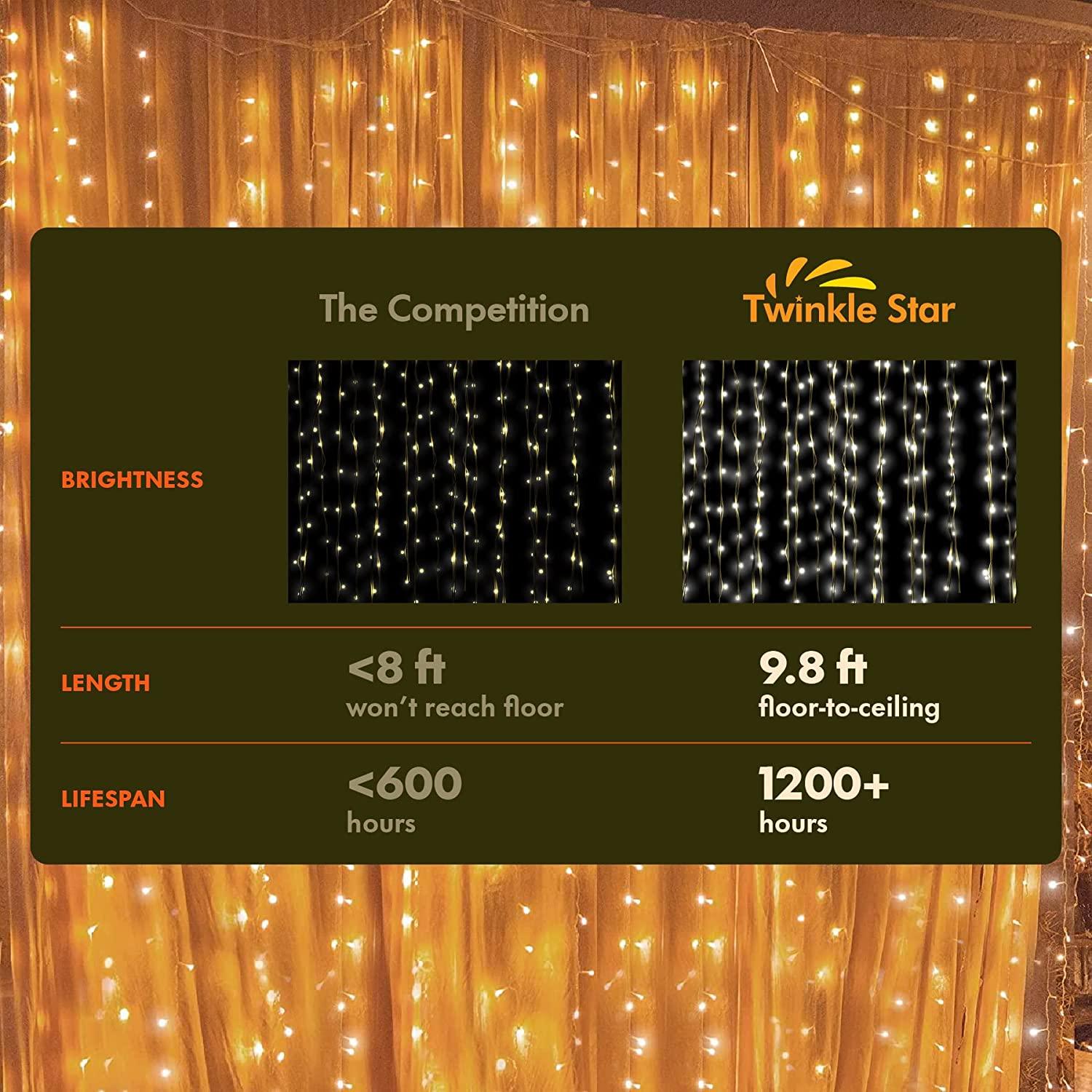 Curtain Lights String – Warm White LED Fairy Lights-Solar Wind LED Chime