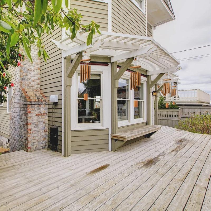 Bamboo Wind Chime For Outdoor Spaces-Solar Wind LED Chime