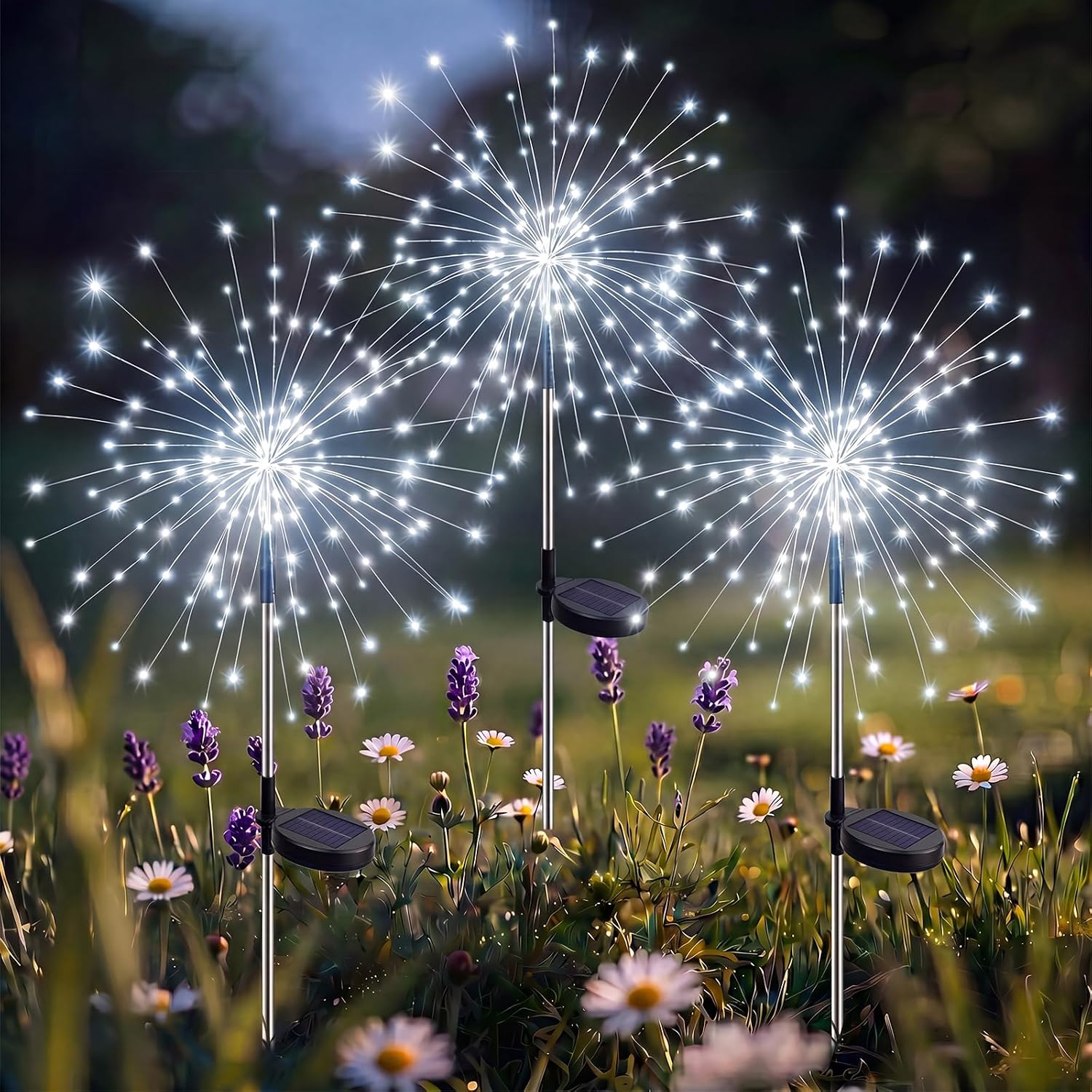 Solar Firework Fairy Outdoor Waterproof Lights With 8 Modes For Garden Patio And Pathway