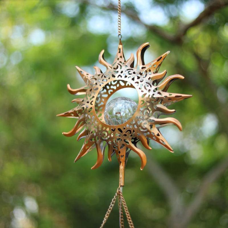 Sunburst Solar Wind Chime With LED Lighting-Solar Wind LED Chime