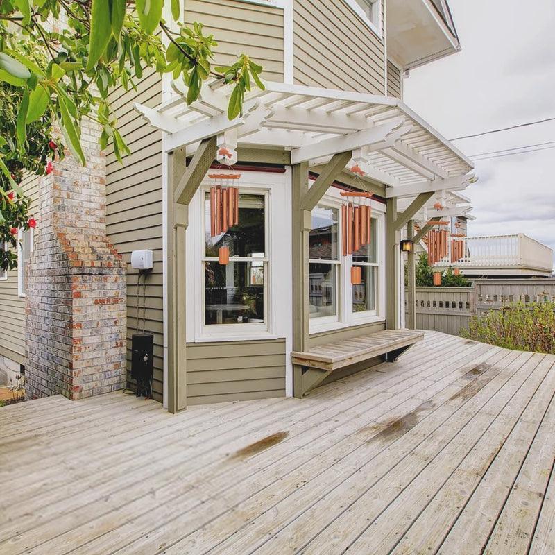 Rustic Wooden Wind Chime - For Home And Garden-Solar Wind LED Chime