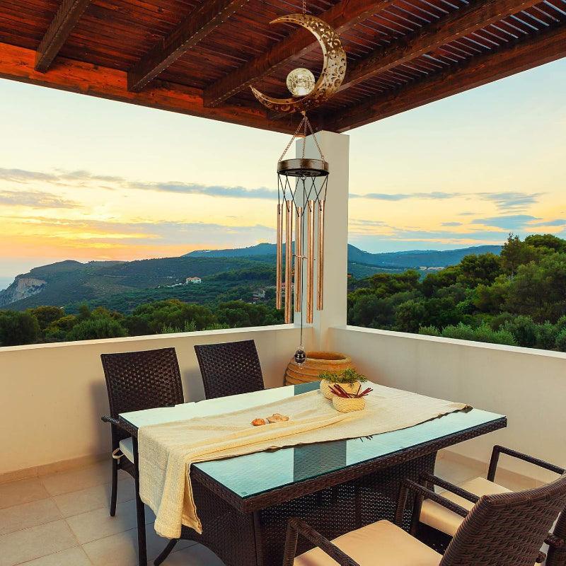 LED Crescent Moon Solar Wind Chime-Solar Wind LED Chime