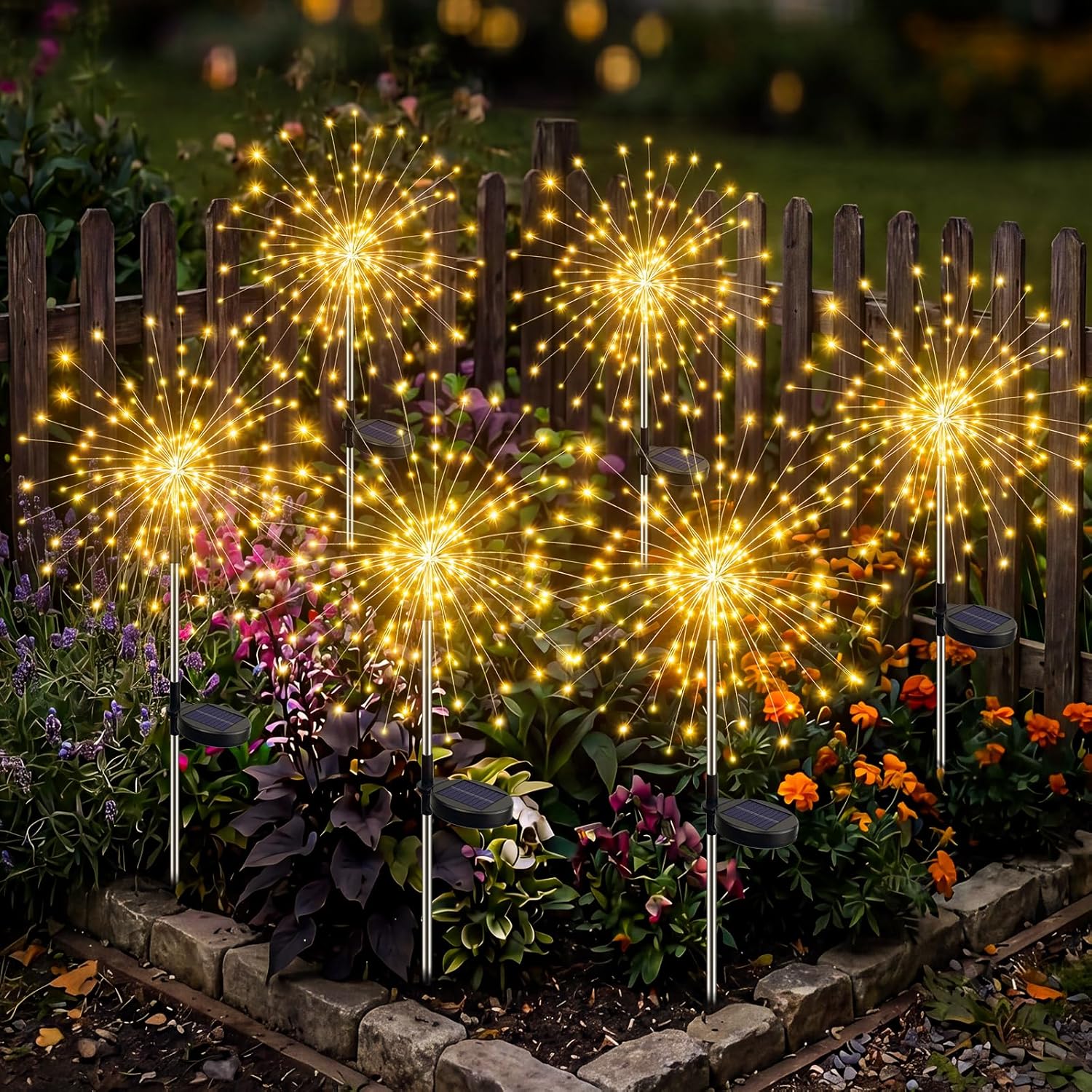 Solar Firework Fairy Outdoor Waterproof Lights With 8 Modes For Garden Patio And Pathway