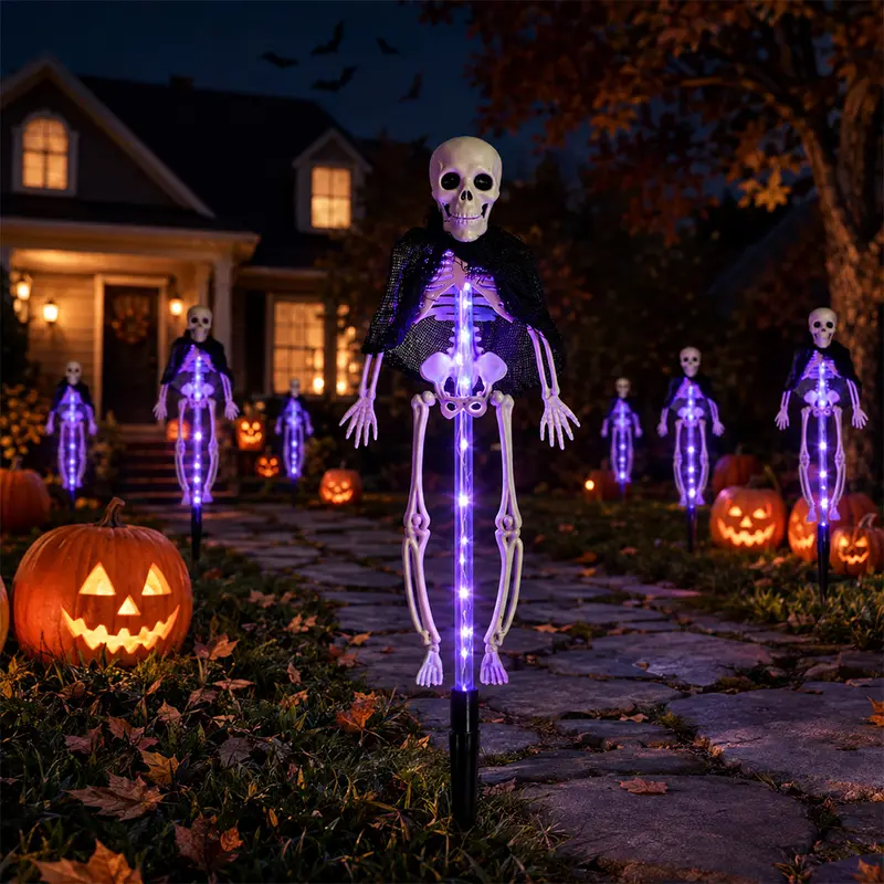 Pack Of 2 Halloween Themed Solar LED Stake Lights Set For Lawn And Porch Decor