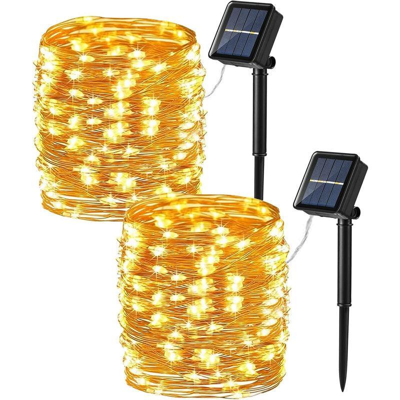 8 Modes Solar String Lights – Flexible Copper Wire Design-Solar Wind LED Chime