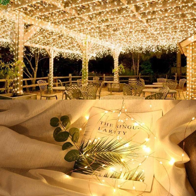 8 Modes Solar String Lights – Flexible Copper Wire Design-Solar Wind LED Chime