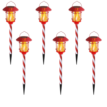 Pack Of 6 Christmas Solar Flame Lights For Outdoor Decorations