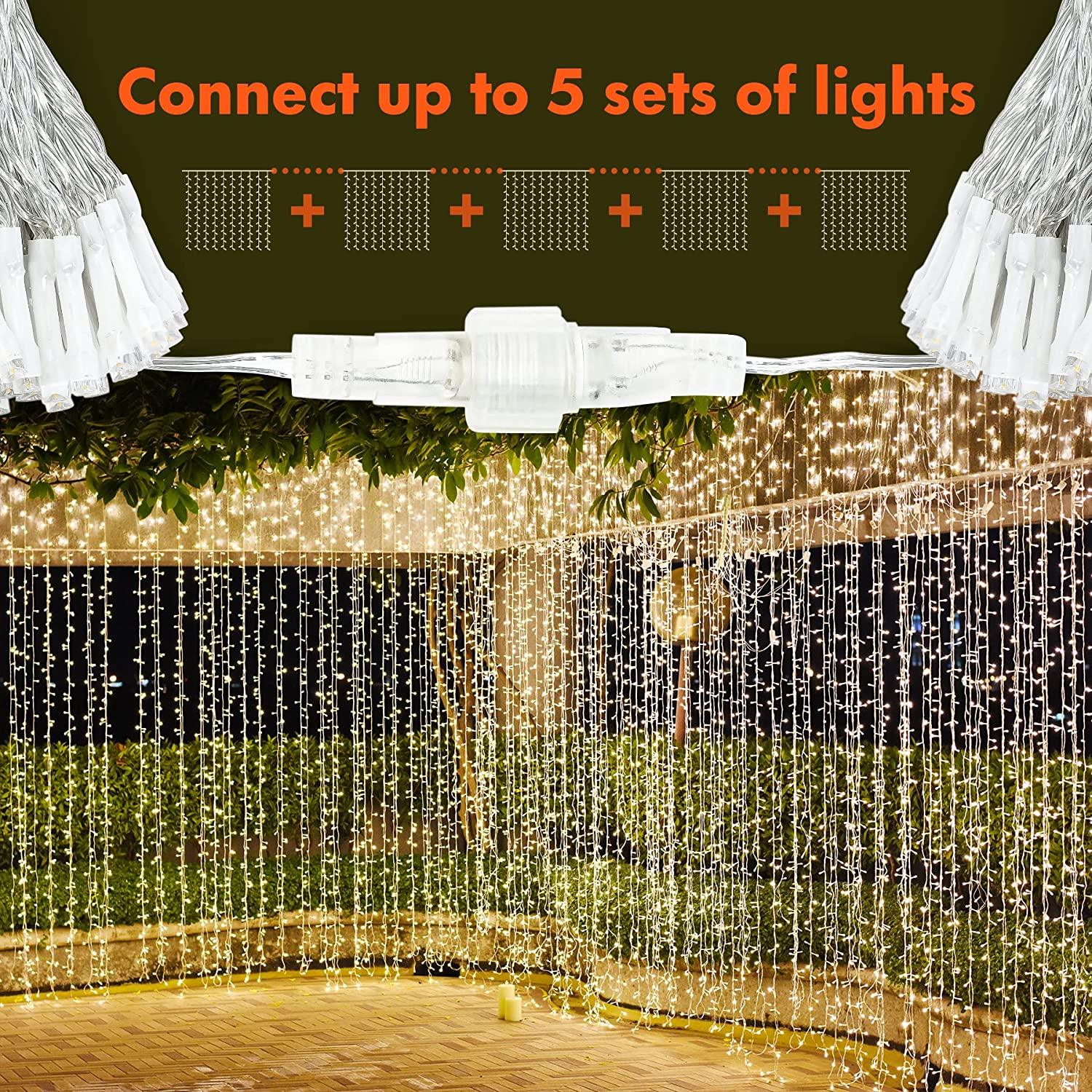 Curtain Lights String – Warm White LED Fairy Lights-Solar Wind LED Chime