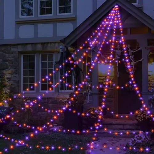Halloween Themed Spider Web LED Lights With 8 Lighting Modes And Remote Control