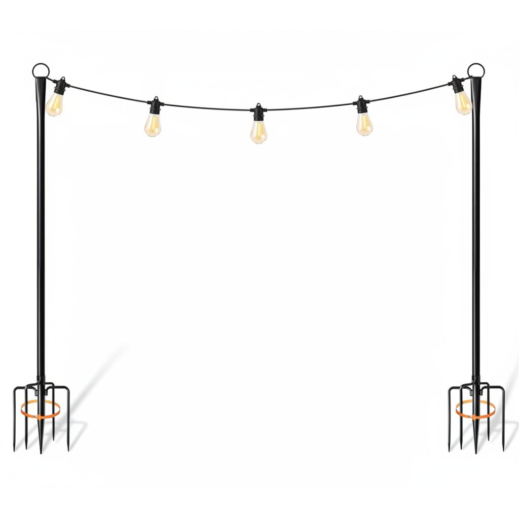 2 Pack Outdoor String Light Poles with Fork Base
