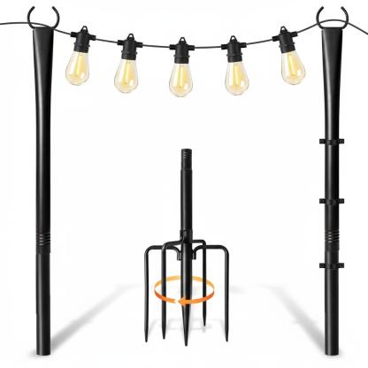 2 Pack Outdoor String Light Poles with Fork Base