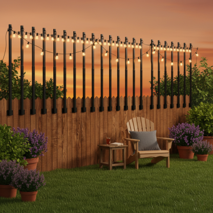 Outdoor String Light Poles with Clips