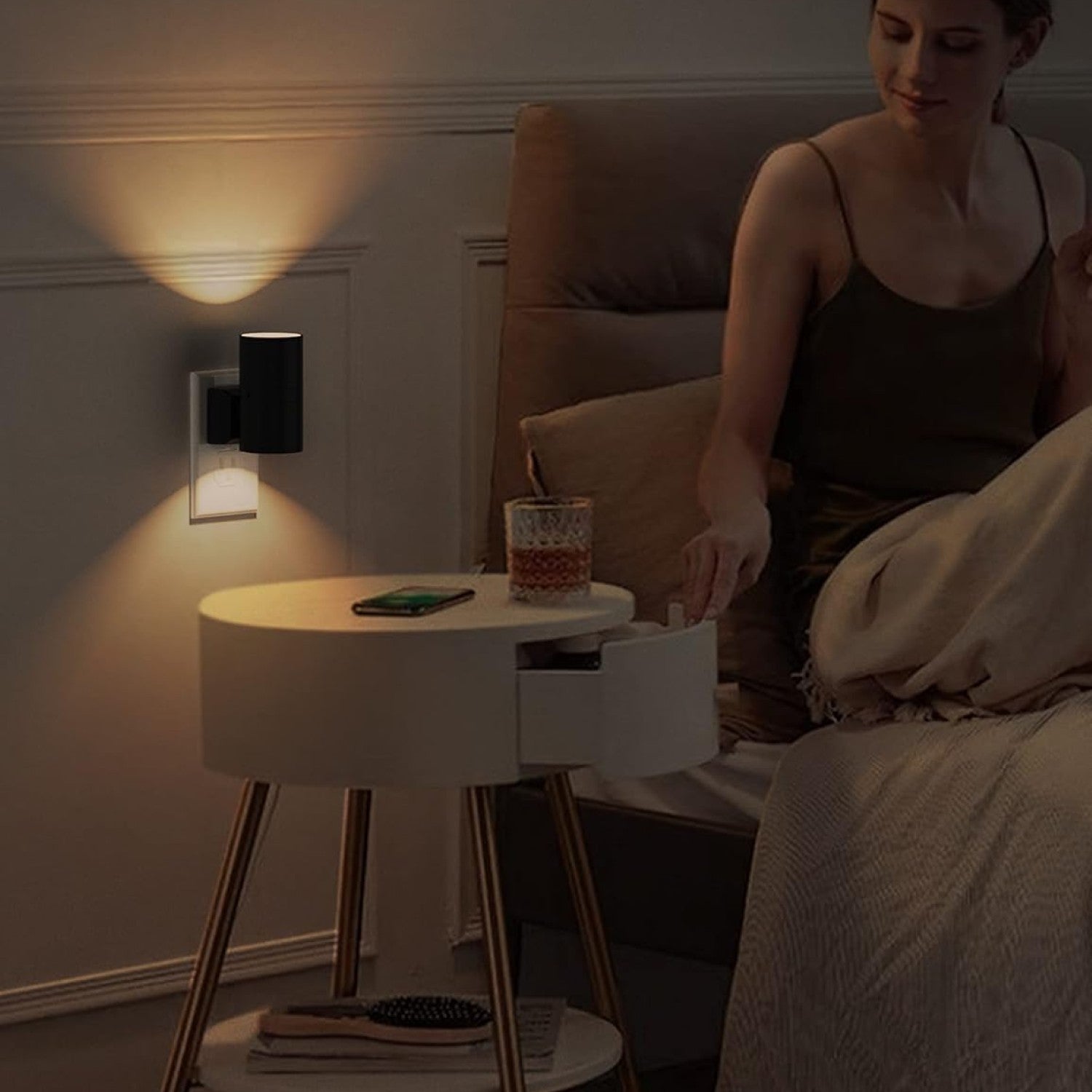 Amber LED Sleep Nightlights With Plug In Sensor And Dimming Option-Solar Wind LED Chime