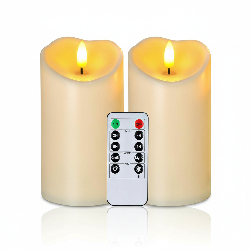 Battery Operated Flameless Candles With Remote Control And Timer