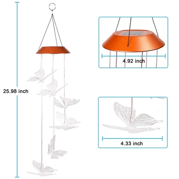 Butterfly Solar Wind Chimes – Color Changing Outdoor Decor-Solar Wind LED Chime