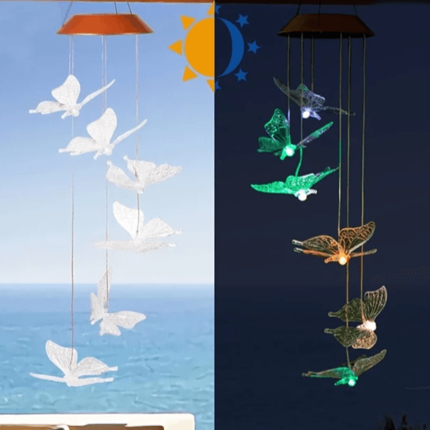 Butterfly Solar Wind Chimes – Color Changing Outdoor Decor-Solar Wind LED Chime