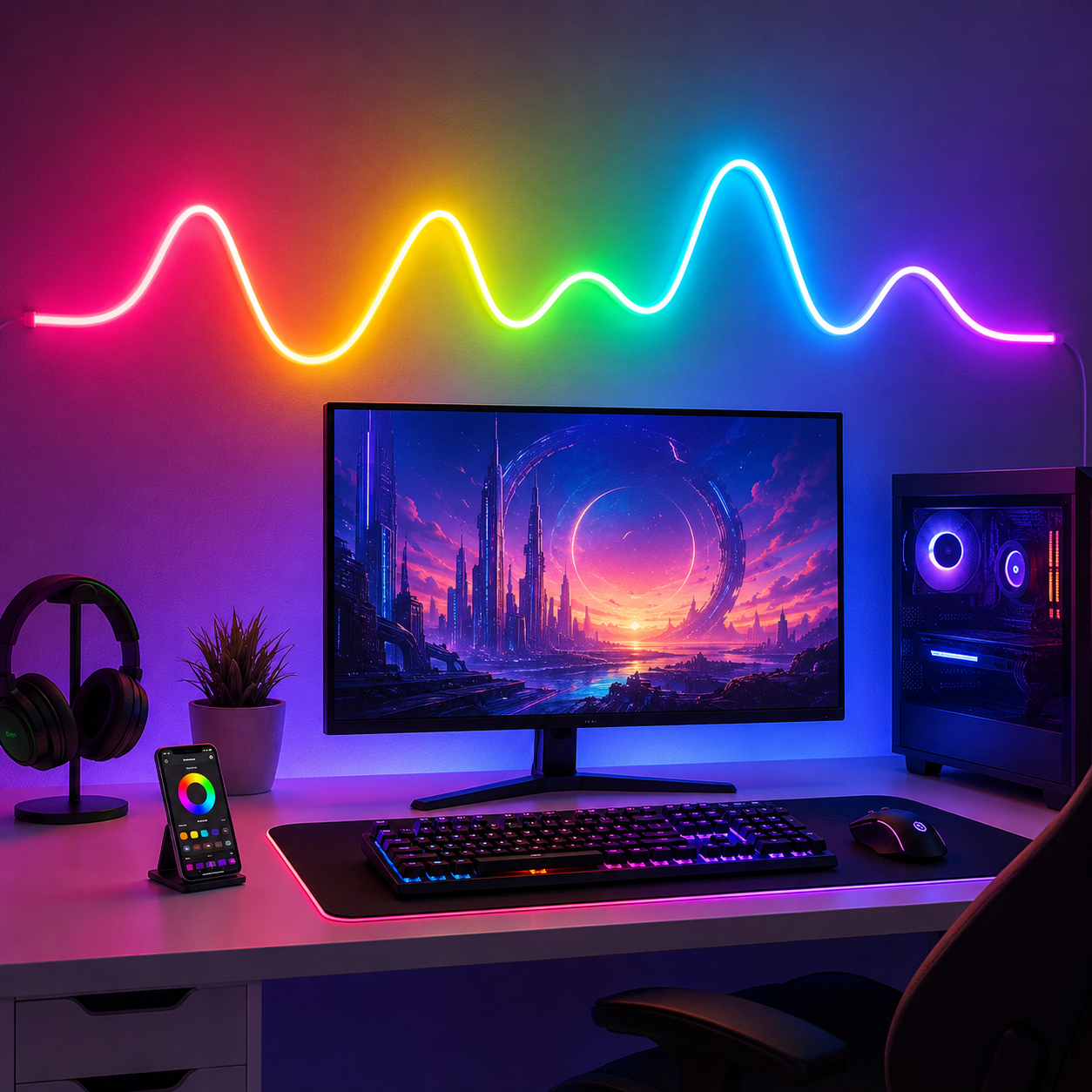 Music Sync Control RGB LED Neon Rope Lights