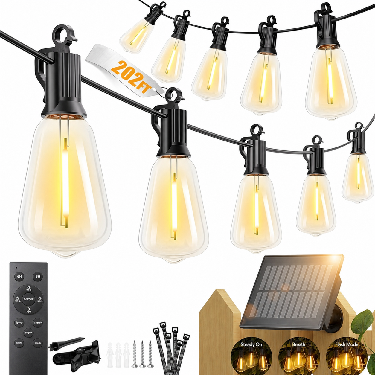 Waterproof Solar String Lights With 3 Lighting Modes