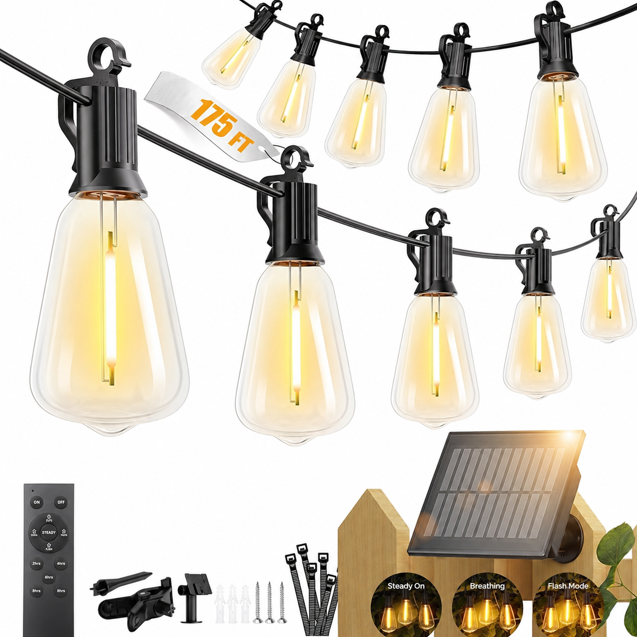 Waterproof Solar String Lights With 3 Lighting Modes
