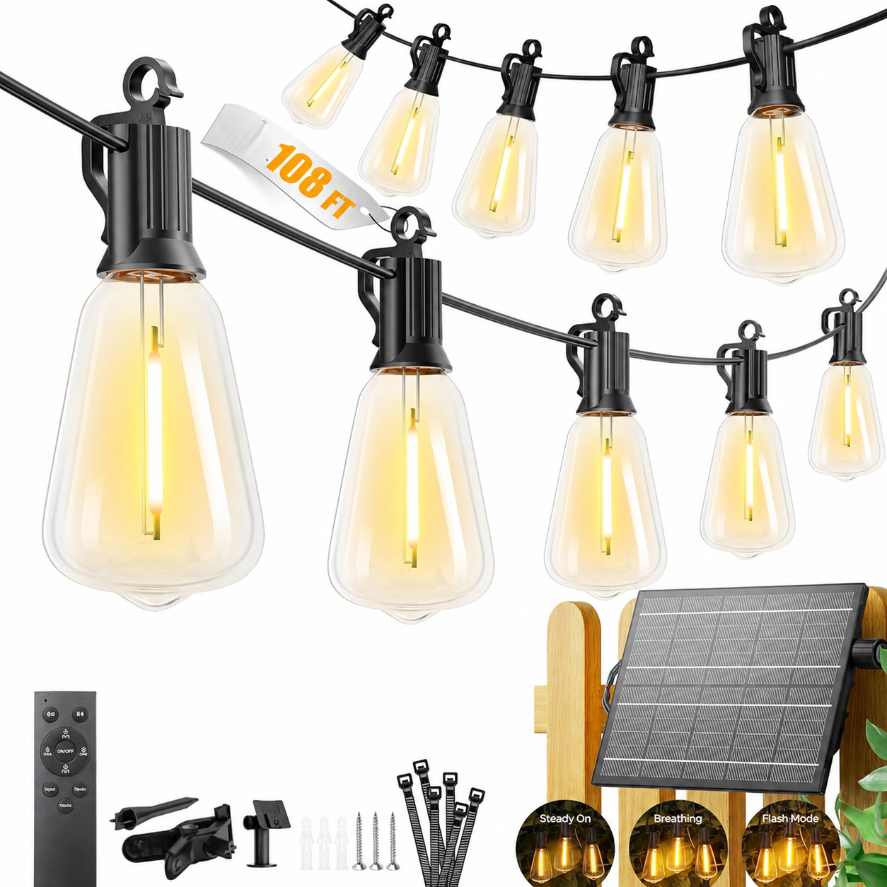 Waterproof Solar String Lights With 3 Lighting Modes