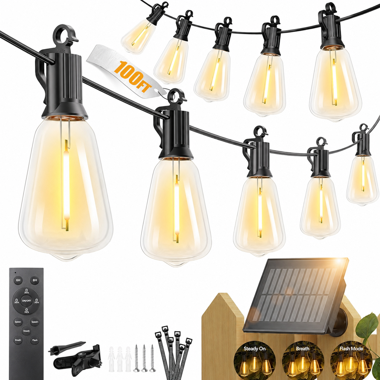 Waterproof Solar String Lights With 3 Lighting Modes