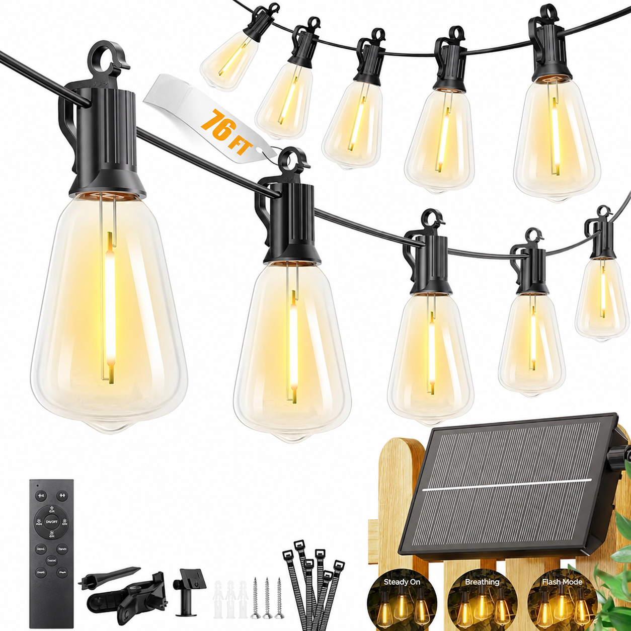 Waterproof Solar String Lights With 3 Lighting Modes