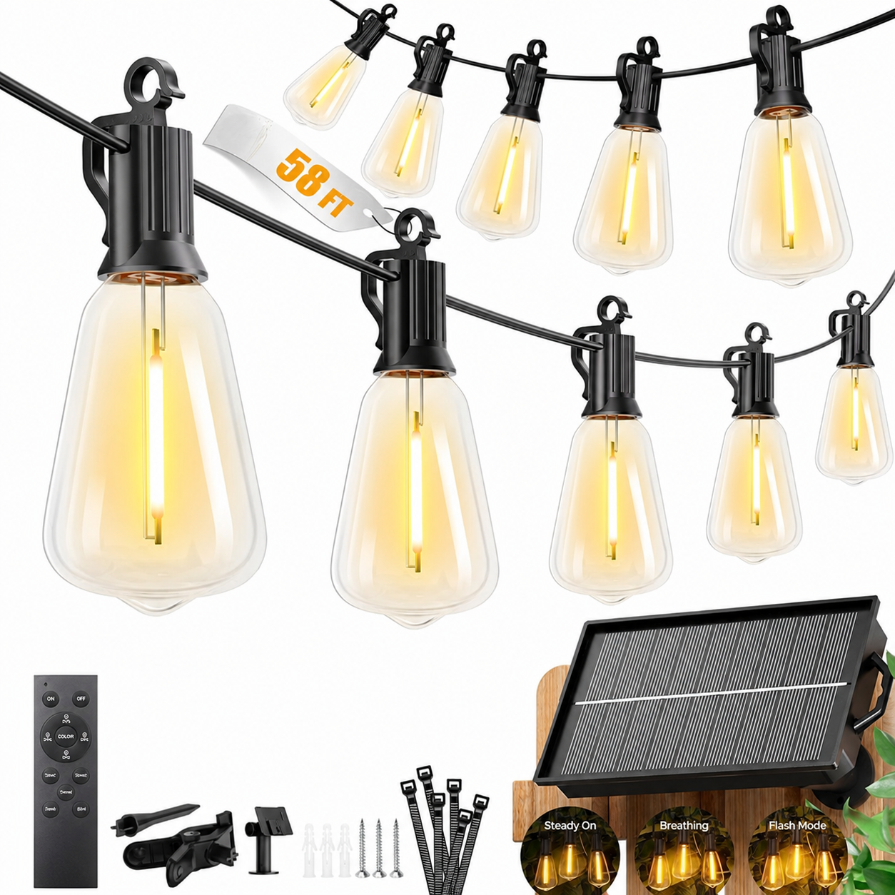 Waterproof Solar String Lights With 3 Lighting Modes
