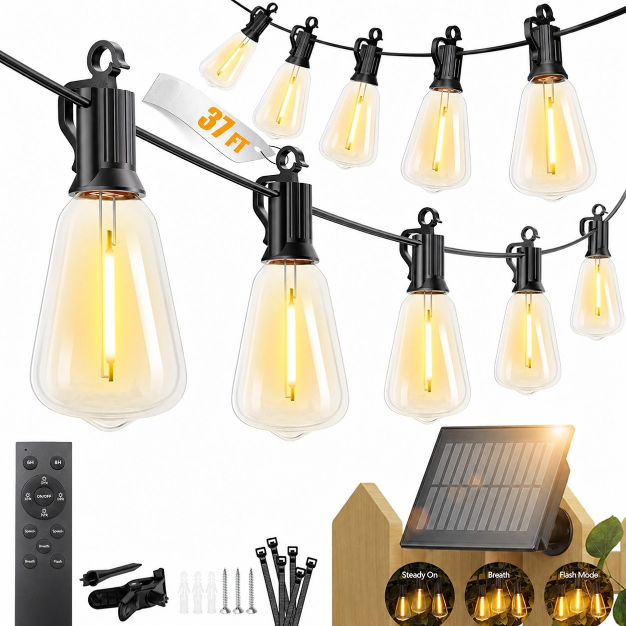 Waterproof Solar String Lights With 3 Lighting Modes