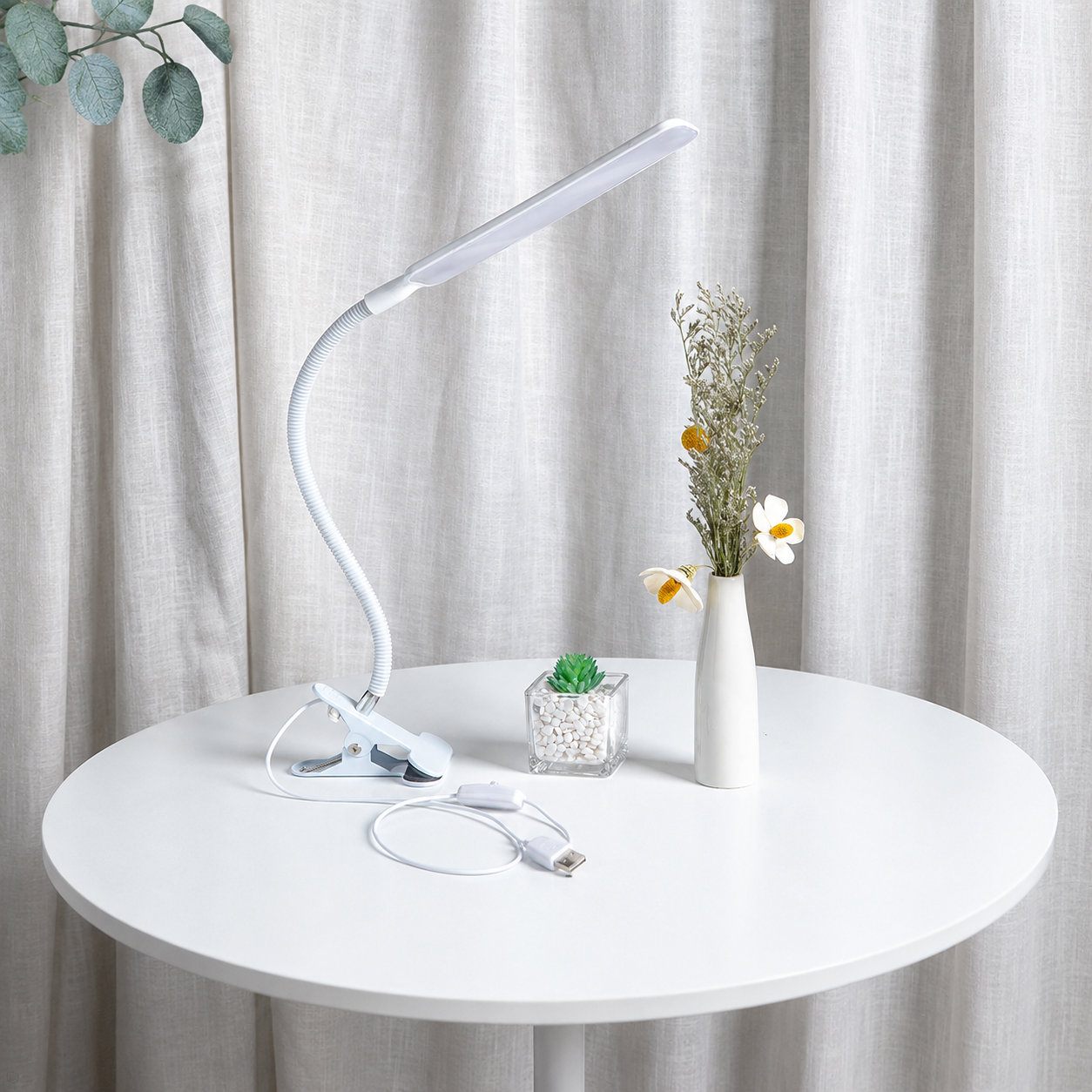 LED Desk Lamp With Adjustable Goose For Reading