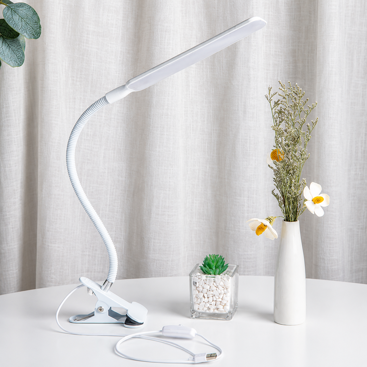 LED Desk Lamp With Adjustable Goose For Reading