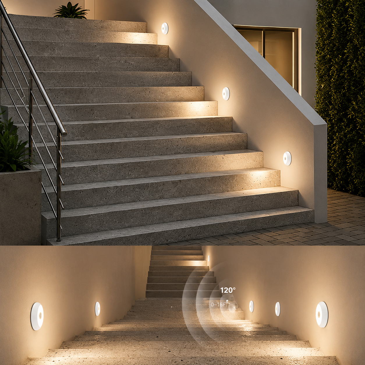 LED Sensor Battery Operated Cabinet Night Lights With Auto Switch 