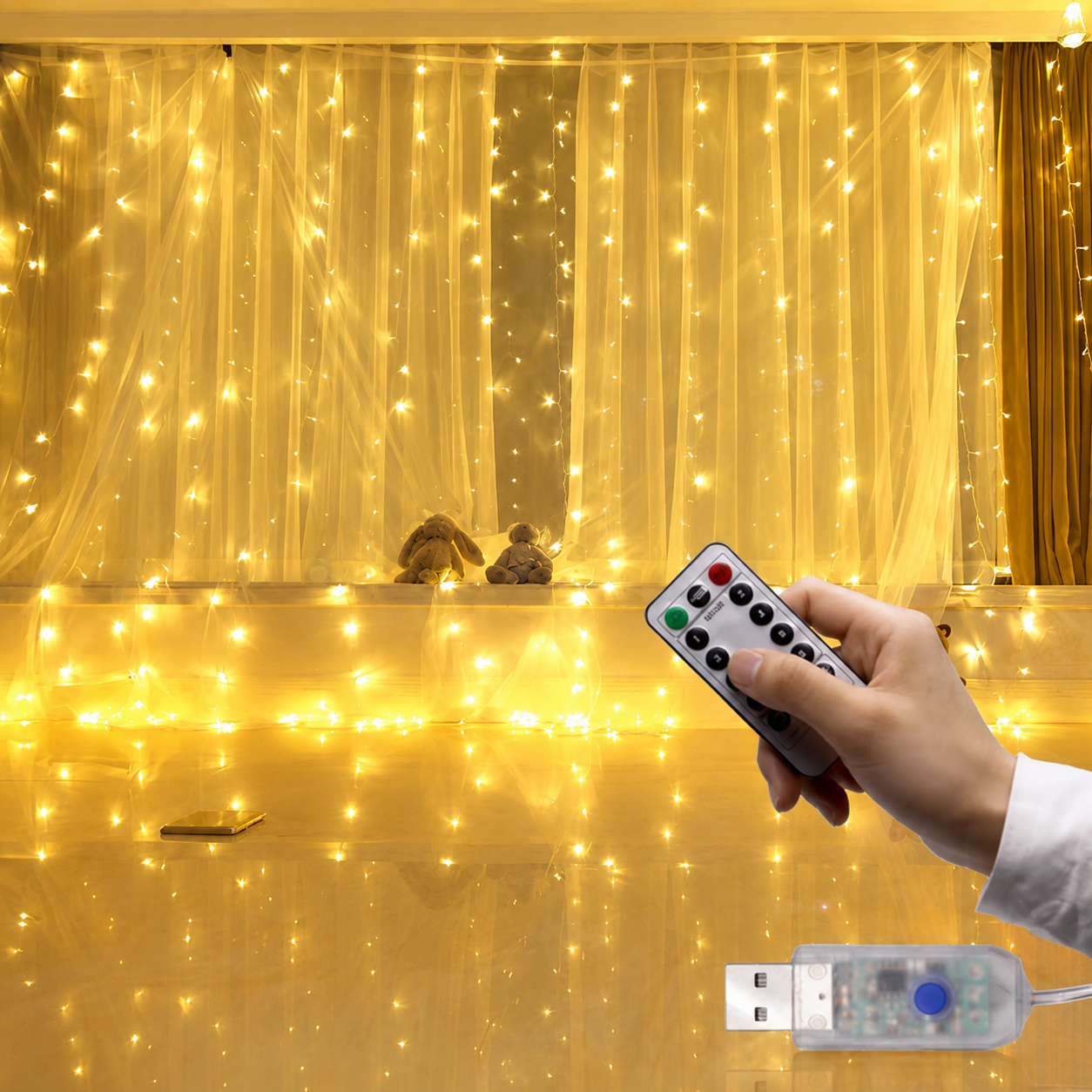 Remote Control Window Curtain Lights For Bedroom Decor